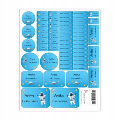 Naklejki z imieniem twojego dziecka do szkoły lub przedszkola - ASTRONAUTA