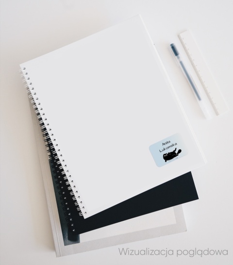 Naklejki z imieniem twojego dziecka do szkoły lub przedszkola - CZARNE KOTY