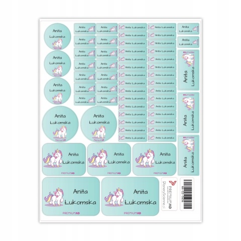 Naklejki z imieniem twojego dziecka do szkoły lub przedszkola - JEDNOROŻEC