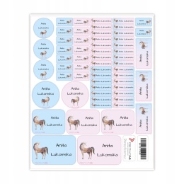 Naklejki z imieniem twojego dziecka do szkoły lub przedszkola - KONIE