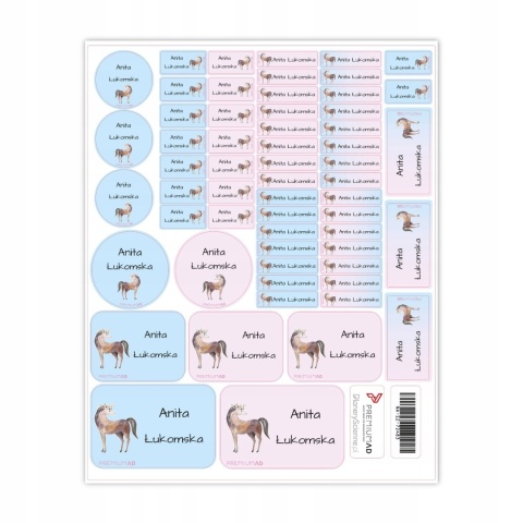 Naklejki z imieniem twojego dziecka do szkoły lub przedszkola - KONIE