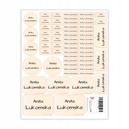 Naklejki z imieniem twojego dziecka do szkoły lub przedszkola - KREMOWE