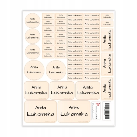Naklejki z imieniem twojego dziecka do szkoły lub przedszkola - KREMOWE