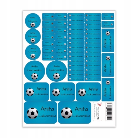 Naklejki z imieniem twojego dziecka do szkoły lub przedszkola - PIŁKA BLUE
