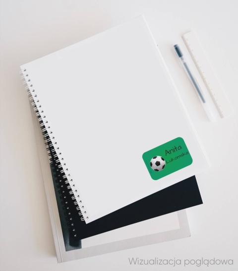 Naklejki z imieniem twojego dziecka do szkoły lub przedszkola - PIŁKA NOŻNA GREEN