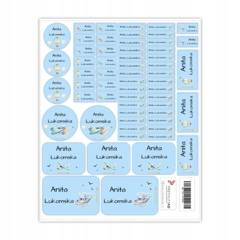 Naklejki z imieniem twojego dziecka do szkoły lub przedszkola - SAMOLOT