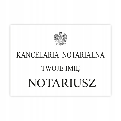 Szyld dla Notariusza tablica biała 50x35cm
