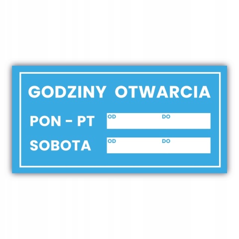 Tabliczka godziny otwarcia 30x15cm, suchościeralna