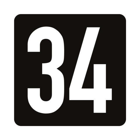 Tabliczka na drzwi 8x8 cm czarna numer 34