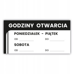 Tabliczka z godzinami otwarcia 30x15cm zmywalna