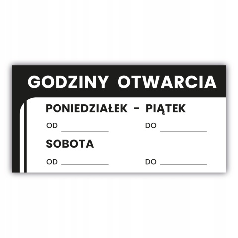 Tabliczka z godzinami otwarcia 30x15cm zmywalna