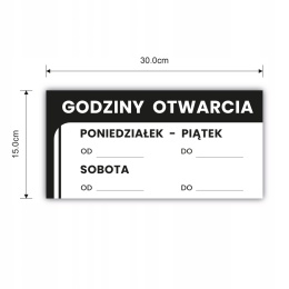 Tabliczka z godzinami otwarcia 30x15cm zmywalna