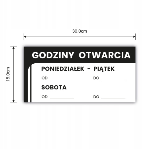 Tabliczka z godzinami otwarcia 30x15cm zmywalna
