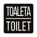 Tabliczka 8x8 cm czarna, toaleta / toilet