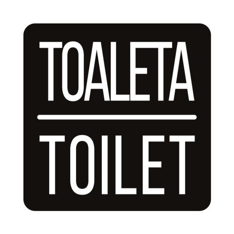 Tabliczka 8x8 cm czarna, toaleta / toilet