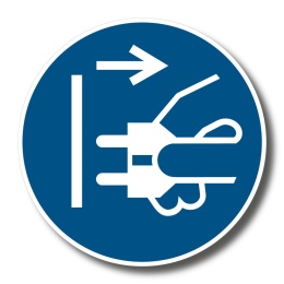 Naklejka 8 cm - Nakaz odłączenia urządzenia od sieci elektrycznej - M006