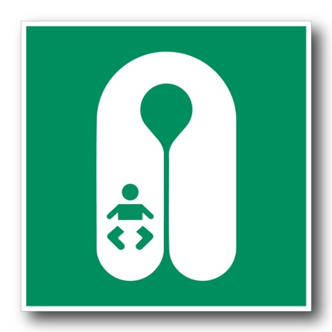 Naklejka BHP 8 cm - Kamizelka ratunkowa dla niemowląt - E046