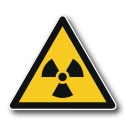 Naklejka BHP 8 cm - Ostrzeżenie przed materiałem radioaktywnym lub promieniowaniem jonizującym - W003