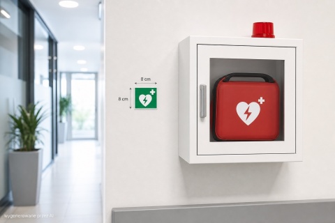 Naklejka BHP 8 cm - Rakieta spadochronowa - E049