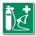 Naklejka BHP 8 cm - Resuscytator zasilany tlenem - E028