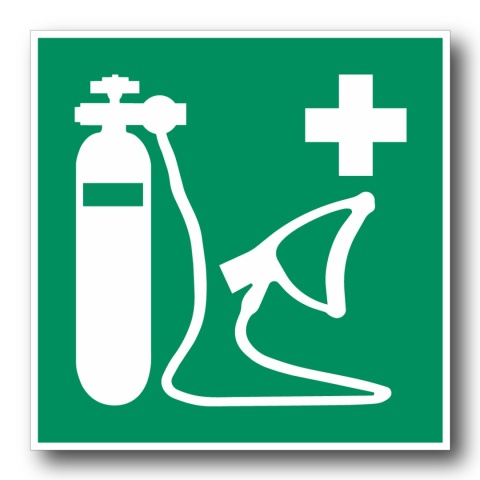 Naklejka BHP 8 cm - Resuscytator zasilany tlenem - E028