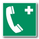 Naklejka BHP 8 cm - Telefon alarmowy - E004