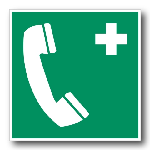 Naklejka BHP 8 cm - Telefon alarmowy - E004