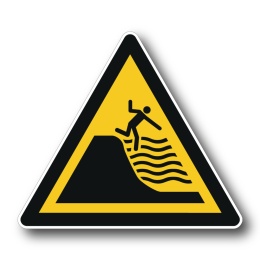 Naklejka BHP 8 cm - Uwaga! Plaża z wysokim uskokiem - W066