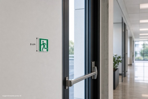 Naklejka BHP 8 cm - Wyjście ewakuacyjne dla osób niepełnosprawnych ruchowo (w lewo) - E026