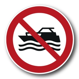 Naklejka BHP 8 cm - Zakaz używania łodzi z napędem mechanicznym - P056