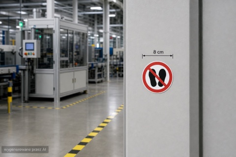 Naklejka BHP 8 cm - Zakaz używania telefonów komórkowych - P013