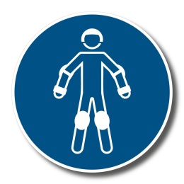 Naklejka 15 cm - Nakaz używania ochraniaczy sportowych - M049