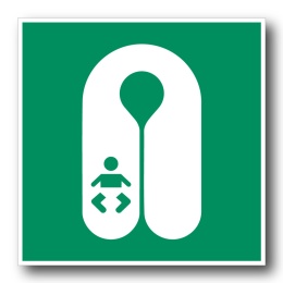 Naklejka BHP 15 cm - Kamizelka ratunkowa dla niemowląt - E046