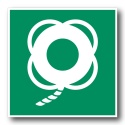 Naklejka BHP 15 cm - Koło ratunkowe z linką - E041