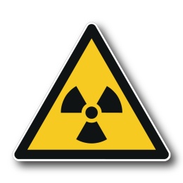 Naklejka BHP 15 cm - Ostrzeżenie przed materiałem radioaktywnym lub promieniowaniem jonizującym - W003