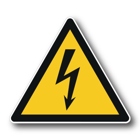 Naklejka BHP 15 cm - Ostrzeżenie przed napięciem elektrycznym - W012