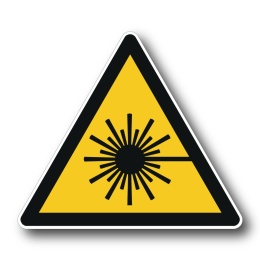 Naklejka BHP 15 cm - Ostrzeżenie przed wiązką laserową - W004