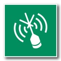 Naklejka BHP 15 cm - Radiolatarnia wskazująca pozycję awaryjną - E052