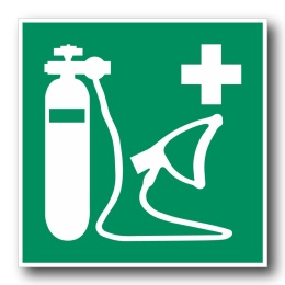 Naklejka BHP 15 cm - Resuscytator zasilany tlenem - E028