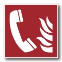 Naklejka BHP 15 cm - Telefon alarmowania pożarowego - F006