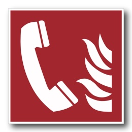 Naklejka BHP 15 cm - Telefon alarmowania pożarowego - F006