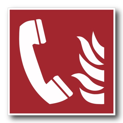 Naklejka BHP 15 cm - Telefon alarmowania pożarowego - F006