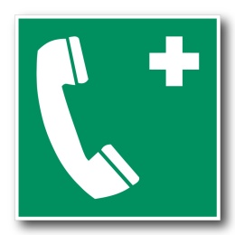 Naklejka BHP 15 cm - Telefon alarmowy - E004