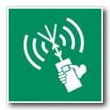 Naklejka BHP 8 cm - Dwukierunkowy aparat radiotelefoniczny VHF - E051