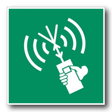 Naklejka BHP 8 cm - Dwukierunkowy aparat radiotelefoniczny VHF - E051