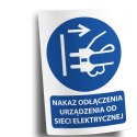 Naklejka 20x30 cm NAKAZ ODŁĄCZENIA URZĄDZENIA OD SIECI ELEKTRYCZNEJ