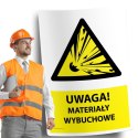 Naklejka 20x30 cm UWAGA MATERIAŁY WYBUCHOWE