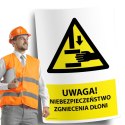 Naklejka 20x30cm UWAGA NIEBEZPIECZEŃSTWO ZGNIECENIA DŁONI