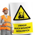 Naklejka 20x30cm UWAGA RUCH WÓZKÓW WIDŁOWYCH