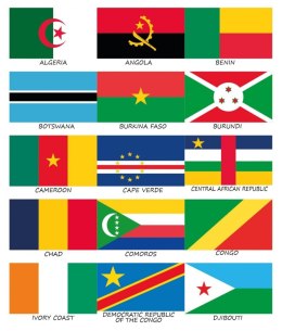 Zestaw flag Afryki 50x70 mm